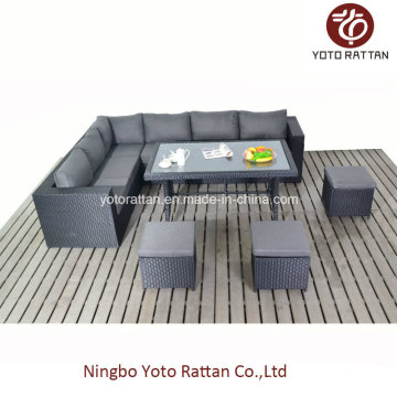 Outdoor Rattan Tisch Sofa in schwarz (1304)